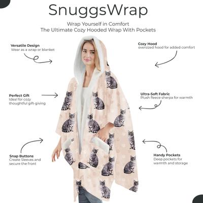 Show full view: E&S PETS Silver Tabby Snugg Wrap Blanket Hoodie slide 2 of 6