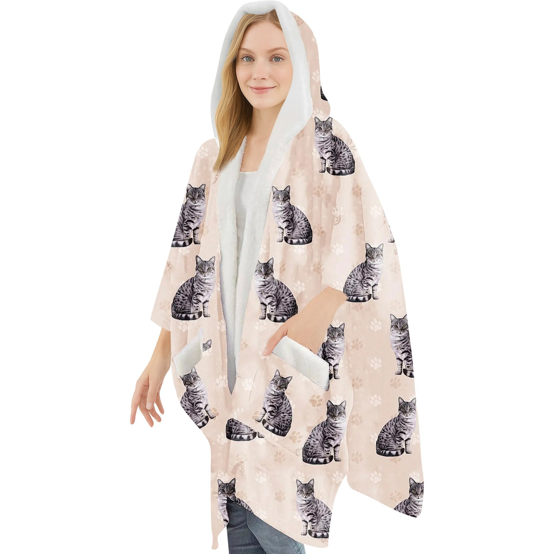 E&S PETS Silver Tabby Snugg Wrap Blanket Hoodie