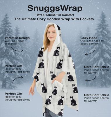 Show full view: E&S PETS Black & White Cat Snugg Wrap Blanket Hoodie slide 3 of 6