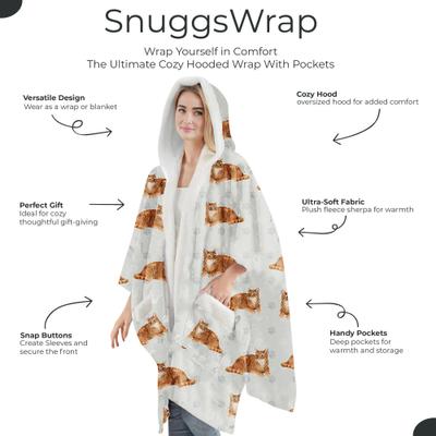 Show full view: E&S PETS Orange Tabby Snugg Wrap Blanket Hoodie slide 2 of 6
