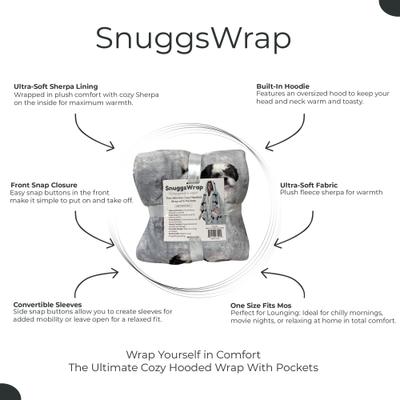 Show full view: E&S PETS Shih Tzu Snugg Wrap Blanket Hoodie, Gray slide 4 of 6