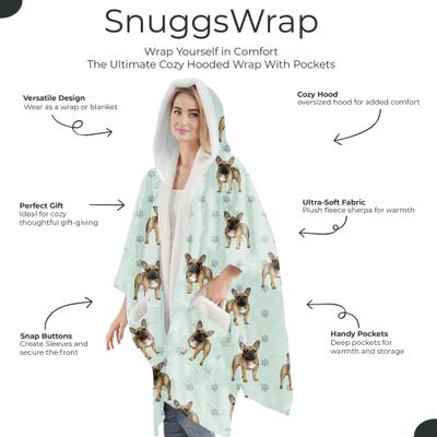 Show full view: E&S PETS French Bulldog Snugg Wrap Blanket Hoodie slide 2 of 6
