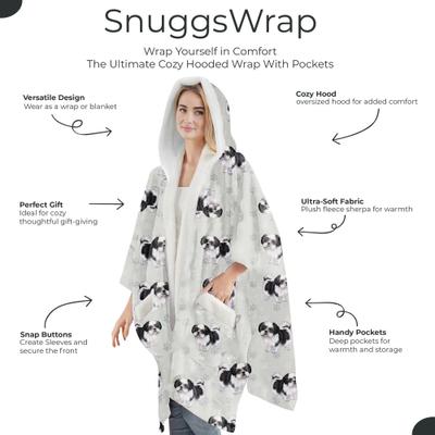 Show full view: E&S PETS Shih Tzu Snugg Wrap Blanket Hoodie, Gray slide 2 of 6