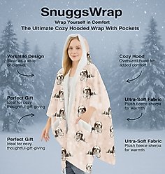 E&S PETS Shih Tzu Snugg Wrap Blanket Hoodie, Coral slide 2 of 6