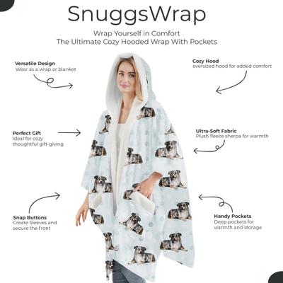 Show full view: E&S PETS Australian Shepherd Snugg Wrap Blanket Hoodie slide 2 of 6