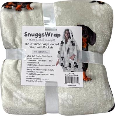 Show full view: E&S PETS Dachshund Snugg Wrap Blanket Hoodie, Black slide 6 of 6