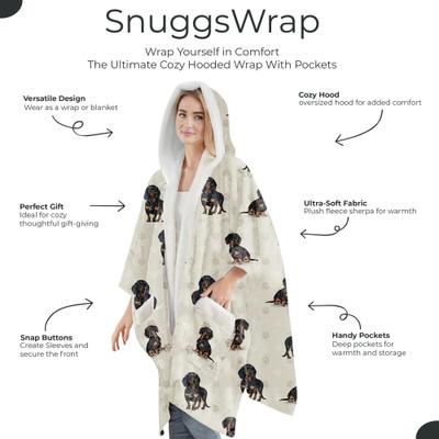 Show full view: E&S PETS Dachshund Snugg Wrap Blanket Hoodie, Black slide 2 of 6