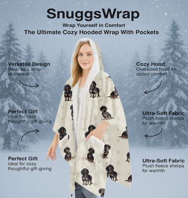 Show full view: E&S PETS Dachshund Snugg Wrap Blanket Hoodie, Black slide 3 of 6