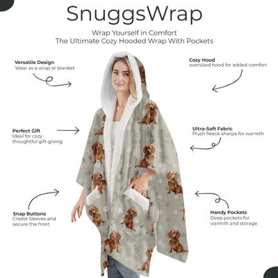Show full view: E&S PETS Dachshund Snugg Wrap Blanket Hoodie, Red slide 2 of 6