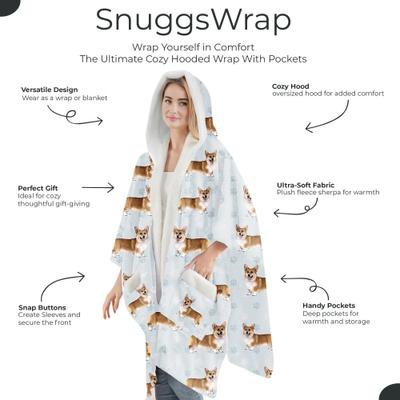Show full view: E&S PETS Welsh Corgi Snugg Wrap Blanket Hoodie slide 2 of 6