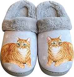 E&S PETS Orange Tabby Snugg Slippers, Small/Medium
