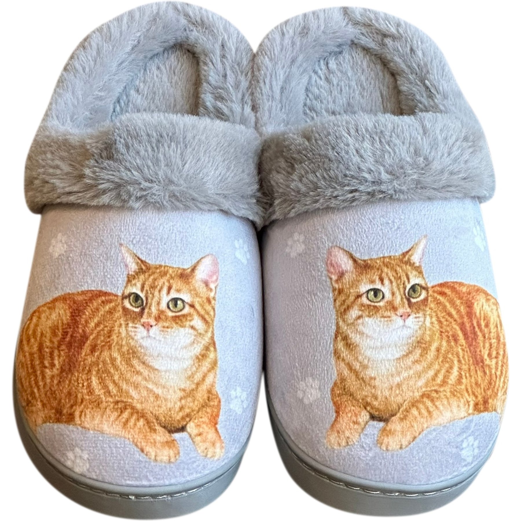 E&S PETS Orange Tabby Snugg Slippers, Small/Medium