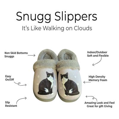 Show full view: E&S PETS Black And White Cat Snugg Slippers, Large/X-Large slide 2 of 6
