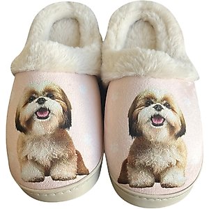 E&S PETS Shih Tzu Snugg Slippers, Tan, Large/X-Large