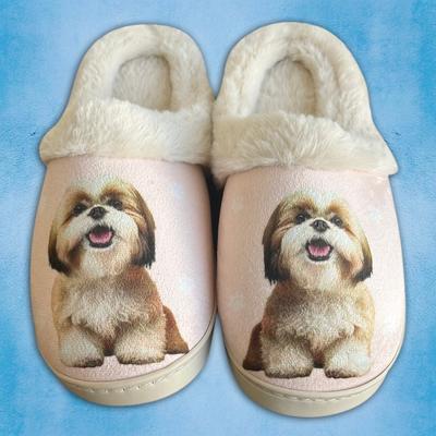 Show full view: E&S PETS Shih Tzu Snugg Slippers, Tan, Small/Medium slide 3 of 6