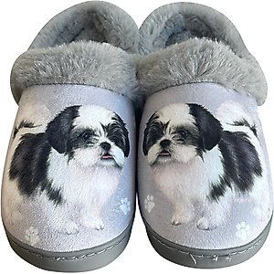 E&S PETS Shih Tzu Snugg Slippers, Black, Small/Medium