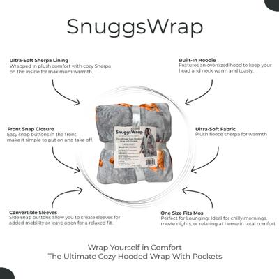 Show full view: E&S PETS Orange Tabby Snugg Wrap Blanket Hoodie slide 4 of 6