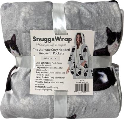 Show full view: E&S PETS Black & White Cat Snugg Wrap Blanket Hoodie slide 6 of 6