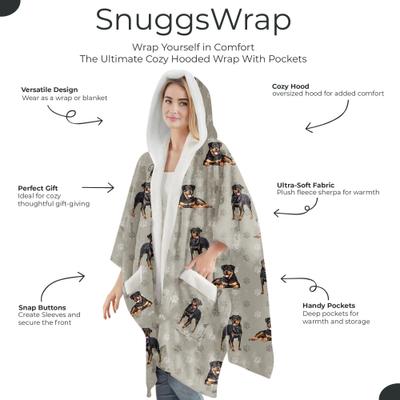 Show full view: E&S PETS Rottweiler Snugg Wrap Blanket Hoodie slide 2 of 6