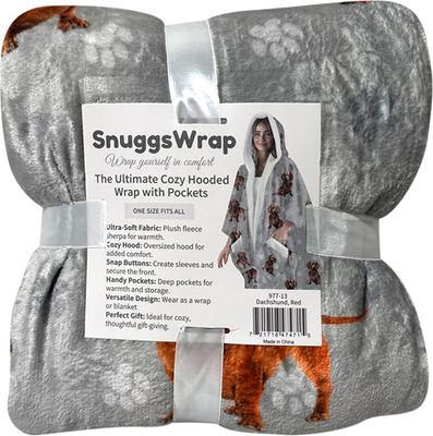 Show full view: E&S PETS Dachshund Snugg Wrap Blanket Hoodie, Red slide 6 of 6