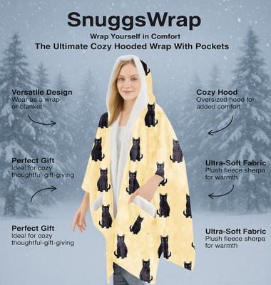 Show full view: E&S PETS Black Cat Snugg Wrap Blanket Hoodie slide 3 of 6