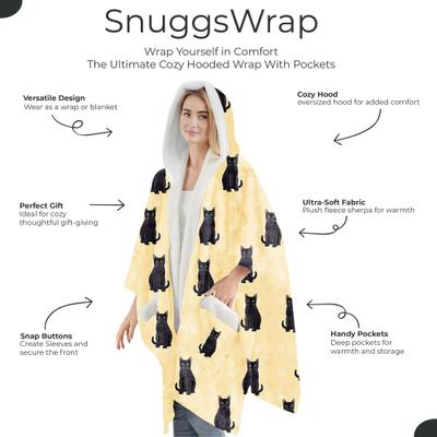 Show full view: E&S PETS Black Cat Snugg Wrap Blanket Hoodie slide 2 of 6