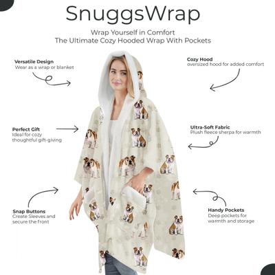 Show full view: E&S PETS Bulldog Snugg Wrap Blanket Hoodie slide 2 of 6