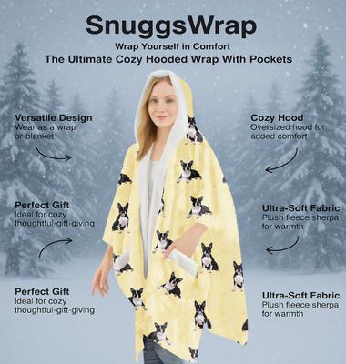 Show full view: E&S PETS Boston Terrier Snugg Wrap Blanket Hoodie slide 3 of 6
