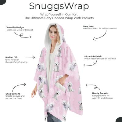 Show full view: E&S PETS Bichon Frise Snugg Wrap Blanket Hoodie slide 2 of 6