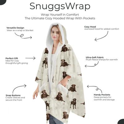 Show full view: E&S PETS Chocolate Labrador Snugg Wrap Blanket Hoodie slide 2 of 6