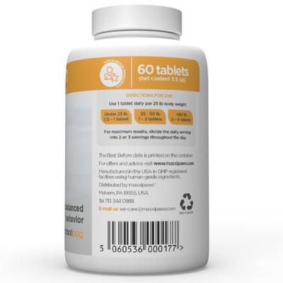 Show full view: maxxipaws maxxicalm Natural Calming Supplement for Dogs, 60 count slide 9 of 9