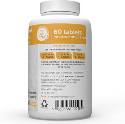 Show full view: maxxipaws maxxiflex+ Liver Flavored Hip & Joint Supplement for Dogs, 60 count slide 10 of 10