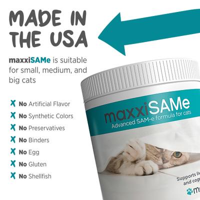 Show full view: maxxipaws maxxiSAMe Advanced SAM-e Powder Liver & Cognitive Supplement for Cats, 3.2-oz jar slide 8 of 10