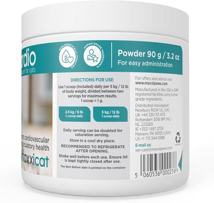 Show full view: maxxipaws maxxicardio Heart & Cardiovascular Powder Supplement for Cats, 3.2-oz jar slide 10 of 10