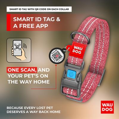 Show full view: WAUDOG QR Passport Cotton Dog Collar, Red, Large slide 5 of 6