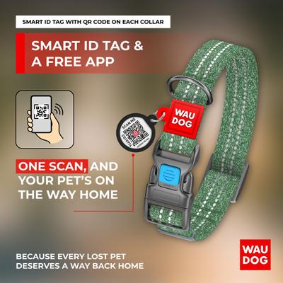 Show full view: WAUDOG QR Passport Cotton Dog Collar, Green, Large slide 6 of 7