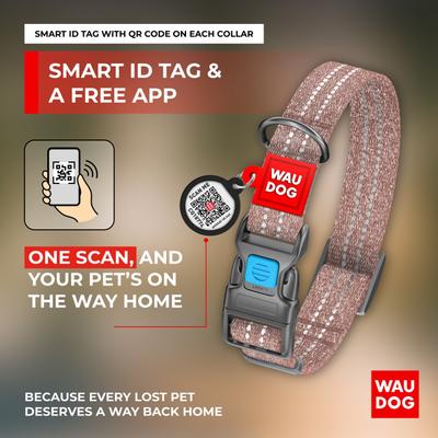 Show full view: WAUDOG QR Passport Cotton Dog Collar, Brown, Medium slide 5 of 8