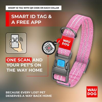 Show full view: WAUDOG QR Passport Cotton Dog Collar, Pink, Small slide 4 of 7