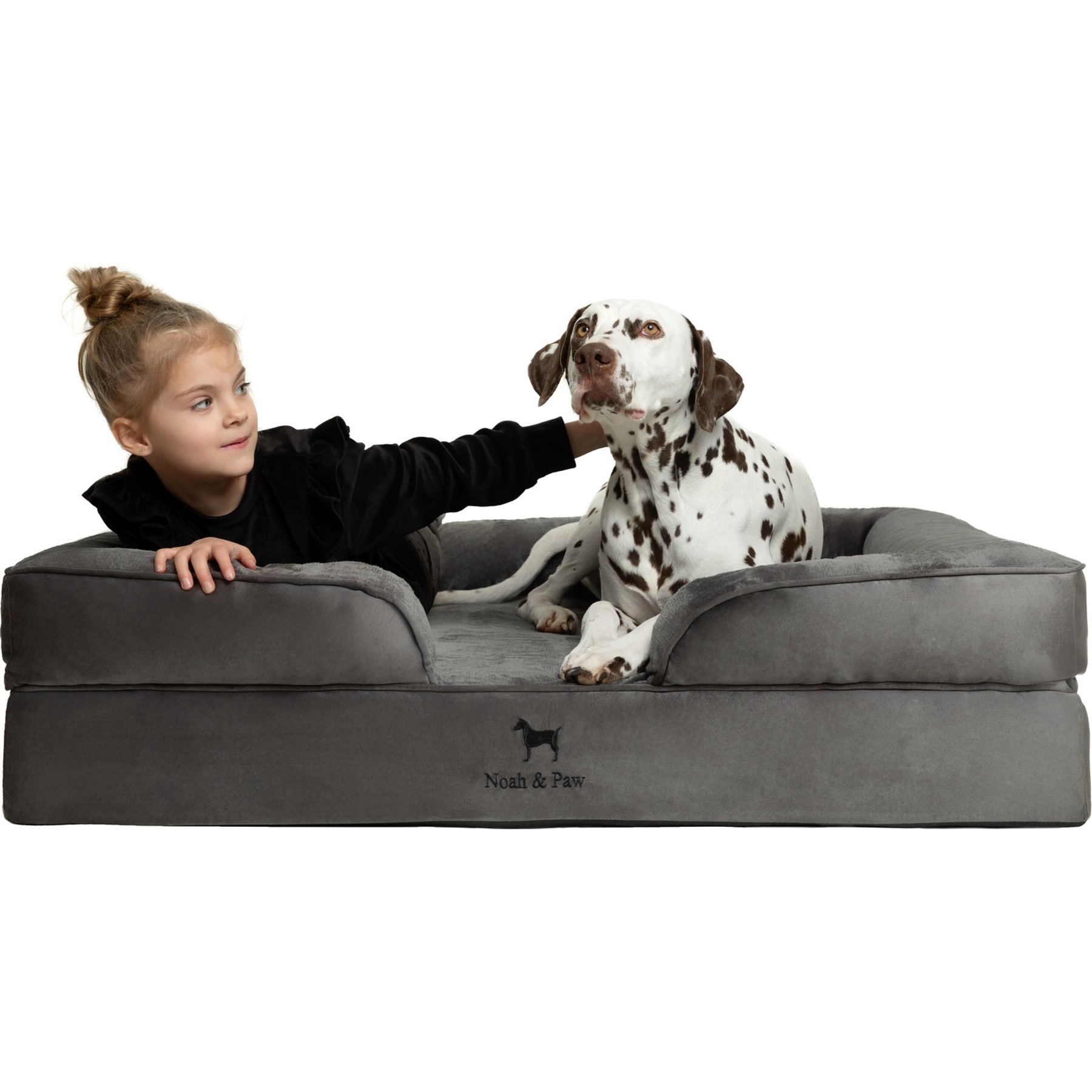 Noah & Paw Machine Washable Orthopedic Velvet Dog Bed, Grey, XX-Large