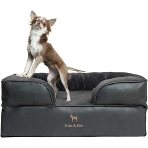 Noah & Paw Vegan Leather Orthopedic Dog Bed, Charcoal, 28 x 23 x 11-in