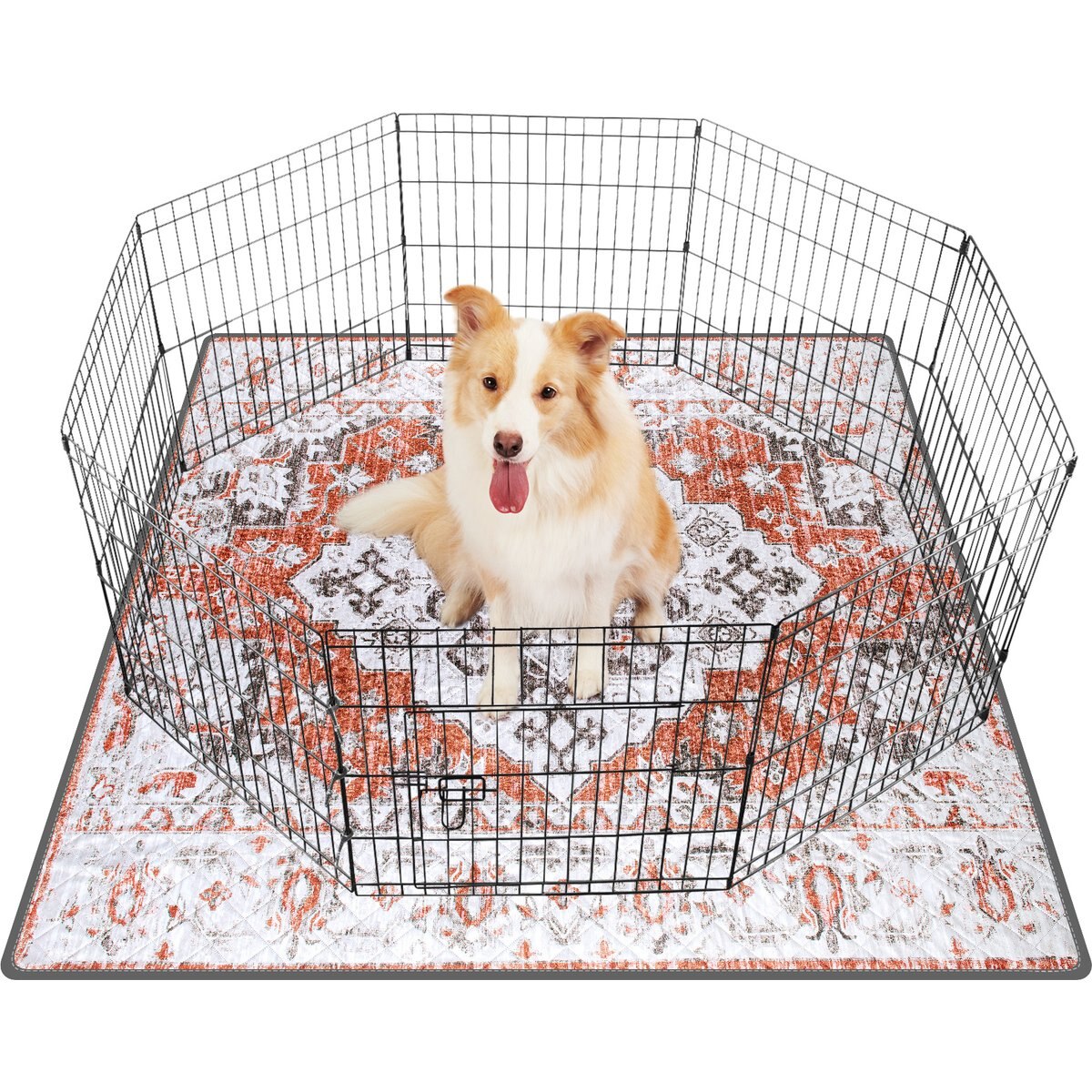 LOOBANI Super Absorbent Reusable Non-Slip Washable Puppy & Dog Training Pee Pads, Red/Orange, 72 x 72-in, 1 count