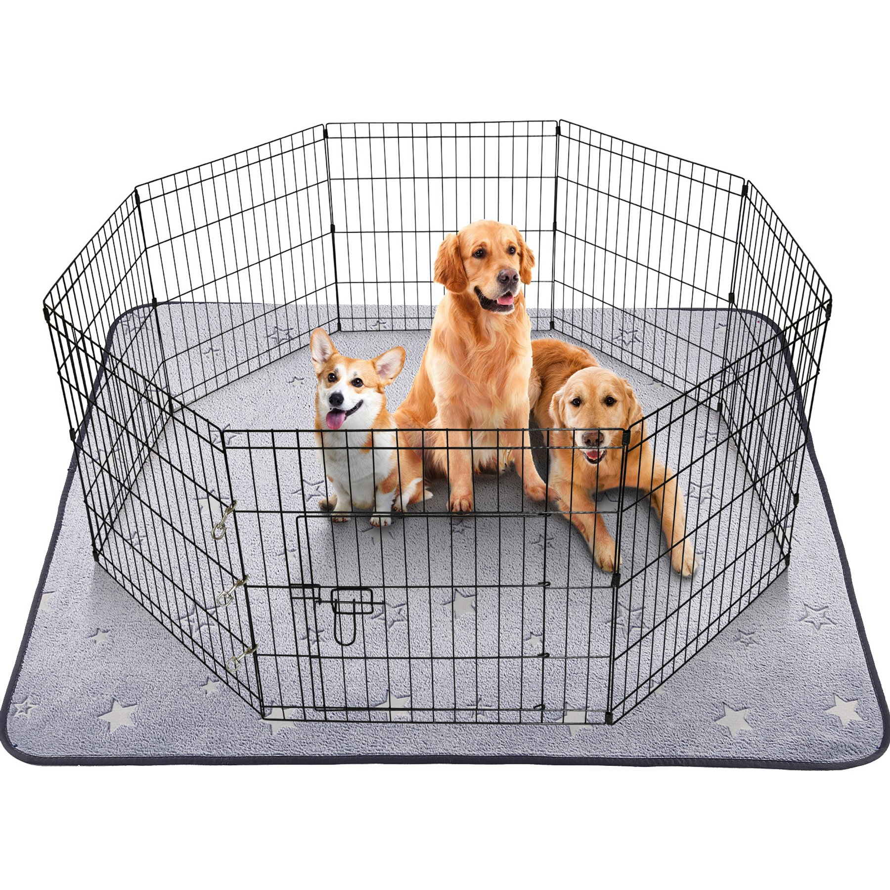 LOOBANI Star Pattern Washable Puppy & Dog Training Pee Pads, Grey, 2 count, 31 x 36-in