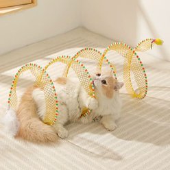Purr Harbor Foldable Spiral Mesh Cat Tunnel Toy, Yellow