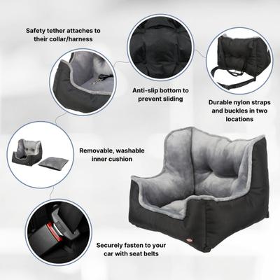 Show full view: TRIXIE Dog Car Booster Seat, Black, 19.7 x 19.7 x 15.7-in slide 5 of 9