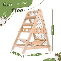NonoPets Indoor Cat Climbing Frame with Hammock Straching Post Climbing Web & Danging Sisal Ball, Beige, 25.59 x 15.75 x 33.46-in slide 2 of 5