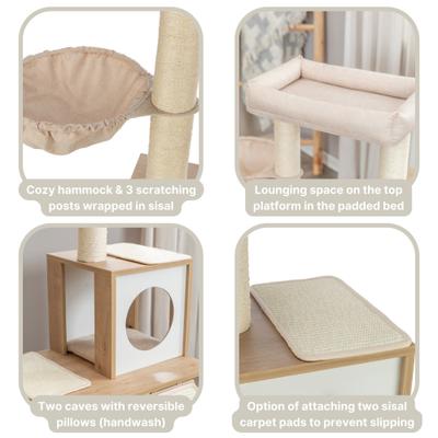 Show full view: TRIXIE Addison 35.5-in Wooden Cat Tree & Condo with Sisal Scratching Post, Beige slide 5 of 7
