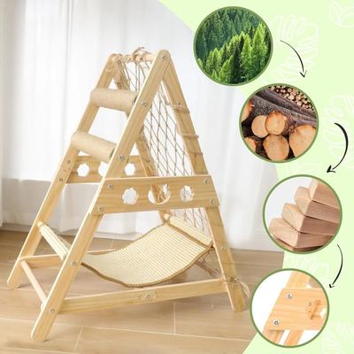 Show full view: NonoPets Indoor Cat Climbing Frame with Hammock Straching Post Climbing Web & Danging Sisal Ball, Beige, 25.59 x 15.75 x 33.46-in slide 3 of 6