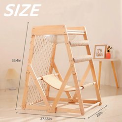 NonoPets Indoor Cat Climbing Frame with Hammock Straching Post Climbing Web & Danging Sisal Ball, Beige, 27.56 x 20.28 x33.46-in slide 2 of 5