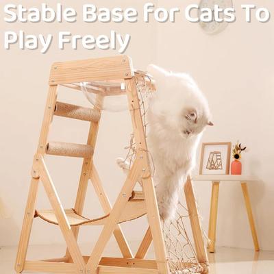 Show full view: NonoPets Indoor Cat Climbing Frame with Hammock Straching Post Climbing Web & Danging Sisal Ball, Beige, 27.56 x 20.28 x33.46-in slide 5 of 6
