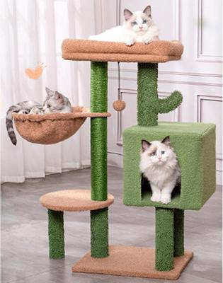 Show full view: NonoPets Multifunctional Cactus with Padded Top Perch Cat Tree, Green, 34.6-in slide 7 of 7